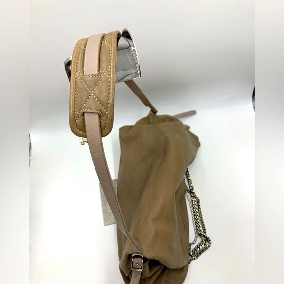 Auth Jimmy Choo Taupe Biker Chain Relaxed Hobo Bag. Excellent Preloved Satchel. - Picture 13 of 16